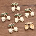 DIY alloy enamel strawberry cherry charm pendant jewelry accessories crafting parts - No. 1 White Strawberry / 16x18mm / White