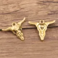 Gold Stainless Steel Bull Skull Charm DIY Pendant for Necklace Bracelet Accessory - No.2 Bull Head / 19x23mm / Gold