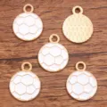 Gold-tone alloy white enamel soccer ball charms for DIY jewelry making and bracelet crafts. - Medium (17X21mm) / 1 Piece / White
