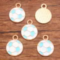 Wholesale enamel soccer ball charms metal alloy pendant crafts for DIY jewelry making accessories - Medium (17X21mm) / 1 Piece / Blue