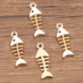 DIY ciondoli a lisca di pesce smaltati dorati set accessori per gioielli 8x24mm - Pendaglio a Lisca di Pesce / 1 Pezzo / Bianco