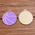 Purple enamel basketball metal charms, cute DIY pendant for handmade jewelry making and crafts. - Large (2.6g) / 26x29mm / Purple
