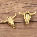 Gold Stainless Steel Bull Head Pendant Charm for DIY Necklace Bracelet Jewelry Making - Style 3 Bull Head / 22X24mm / Gold