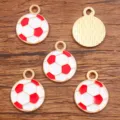 Enamel red and white football charms gold alloy DIY jewelry pendants for bracelets - Medium (17X21mm) / 1 Piece / Red