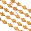Gouden roestvrijstalen rozenbloem ketting schakels DIY halsketting sieraden accessoires - Stijl 5 Bloem / 50cm / Goud
