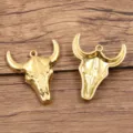 Gold stainless steel bull head pendant charms for DIY jewelry bracelet making, 2 colors. - Style 6 Bull Head / 22X24mm / Gold
