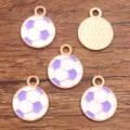 Alloy football pendant charms, purple and white enamel sports jewelry DIY accessories. - Medium (17X21mm) / 1 Piece / Purple