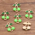 Green cherry enamel alloy DIY charms pendants for jewelry making bracelets necklaces crafts. - No. 2 Green Cherry