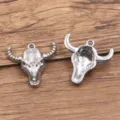 Stainless Steel Bull Skull Pendant DIY Jewelry Accessory Silver Color Variant Item - Style 4 Bull Head / 19x20mm / Steel