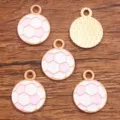 Pink white soccer ball enamel pendants alloy sports charms diy jewelry accessories - Medium (17X21mm) / 1 Piece / Pink
