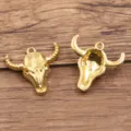 Gold stainless steel bull head animal charm pendant for DIY bracelet necklace jewelry accessories - Style 4 Bull Head / 19x20mm / Gold
