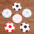 Colorful football enamel charms alloy jewelry DIY pendants set for fashion bracelet necklace crafting. - Large (25X29mm) / 1 Piece / Random Mixed Colors