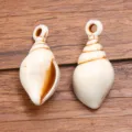 Acrylic simulated conch shell pendant charms for DIY bracelet necklace jewelry making accessories. - Simulation Conch Pendant (No. 19) / 1 Piece (14x32mm) / Brown and White Mottled