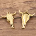 Stainless steel gold bull head pendant charm for DIY bracelet necklace jewelry accessories - Style 5 Bull Head / 22X27mm / Gold