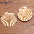 Acrylic simulated shell charms for DIY jewelry making, cute ocean style pendant beads accessories. - Bowknot Seashell Pendant (No. 20) / 1 Piece (62x61mm) / Brown And White Plaid