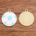 Soccer ball enamel alloy pendant charm for DIY jewelry making, blue and white variant. - Large (25X29mm) / 1 Piece / Blue