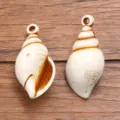 Acrylic simulated conch seashell pendant charm for DIY bracelet jewelry accessories. - Simulation Conch Pendant (No. 21) / 1 Piece (20x43mm) / Brown And White Plaid