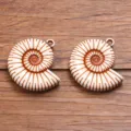 Acrylic ammonite conch shell DIY charm pendant bead for bracelet jewelry making style - Ammonite Conch Pendant (No. 22) / 1 Piece (33x35mm) / Brown And White Plaid
