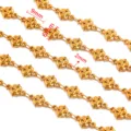 Roestvrij staal vergulde bloem ketting DIY ketting accessoire bedel component 9mm 6mm 2mm - Stijl 9 Bloemkruis / 50cm / Goud