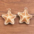 Acrylic starfish charms for DIY jewelry making, cute ocean theme pendant beads, brown white - Starfish Pendant (No. 24) / 1 Piece (35x39mm) / Brown and White Mottled