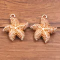 Acrylic starfish pendant charm diy jewelry making bracelet beads sea ocean series cute accessories - Starfish Pendant (No. 23) / 1 Piece/Pack (32x35mm) / Brown and White Mottled