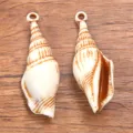Acrylic simulated conch shell pendant charm, ocean style DIY bracelet jewelry accessory variant. - Conch Pendant (No. 29) / 1 Piece (16x56mm) / Brown and White Mottled