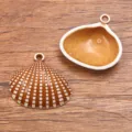 Brown shell shaped pendant bead DIY jewelry accessory bracelet charm ocean series design - Style 26 Simulation Seashell / 1 Piece (25x27mm)