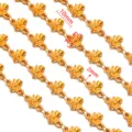 Gouden roestvrij staal bloem ketting diy halsketting 10mm 7mm 2mm sieraden accessoireset - Stijl 12 Bloem / 50cm / Goud