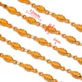 Roestvrij staal vergulde DIY sieraden ketting schakel component, 12mm 4mm 2mm detail. - Stijl 14 Ruit / 50cm / Goud