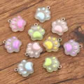 Coloré résine chat patte pendentifs 20x21mm DIY accessoires pour collier et sac fabrication - Pattes de Chat/Chien (25C05)
