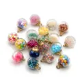 DIY glass ball charms colorful fillings transparent pendant handmade jewelry making accessories 10pcs - Glass Ball 10 Styles / 10 Pieces Pack