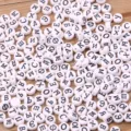 Perles alphabet en acrylique blanc perles de separation DIY fabrication bijoux 100pcs - Perles Alphabet Blanches (12G3-3) / Pack de 100