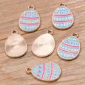 Osterhase Osterei Legierung Emaillierte Anhänger KC Gold DIY Schmuck Zubehör 14x22mm - Blau Pink Ei Stil (1)