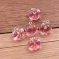 Pink peach resin charms pendants for DIY necklace bracelet jewelry making crafts 5pcs - Transparent Pink