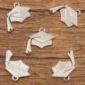 Colgantes de birrete de graduación plateados 22x24mm accesorios DIY para joyas y bolsos. - Plata Antigua