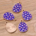 14x22mm Legierung Emaille Osterei Anhänger, KC vergoldet süß DIY Schmuck Zubehör Variante - Lila Orange Punkt Stil (2)