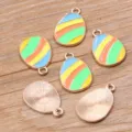 Süße Osterei Emaille Anhänger KC Gold Legierung Charms für DIY Schmuck Basteln & Design - Mehrfarbig Geometrisches Muster Stil (3)