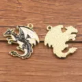 DIY Alliage émaillé Dragon Pendentif Charm KC Or Finition Bijoux Fabrication Pièce - Style 8 (25F3/4) / Set de 1 (26x28mm) / Or KC