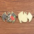 Pendentif bijou en alliage émaillé dragon rose DIY, finition or KC pour la création. - Style 10 (25F3/4) / 1 Pièce (26x29mm) / Or KC