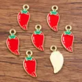 Red chili pepper enamel alloy charms KC gold plated DIY jewelry pendants for necklace bracelet - No. 1 Red Chili / 7x16mm / Red