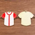 Baseball jersey enamel alloy pendant charms for DIY jewelry making, cute sports style accessories. - Jersey Style / 30x30mm / Red