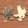 Pendentif corbeau en alliage breloque bijoux DIY fabrication or KC émail noir Halloween. - Style 11 (25F3/4) / 1 Pièce (26X35mm) / Or KC