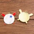 DIY alloy baseball enamel charm pendant for handmade jewelry making, clothing and hat decoration. - Baseball and Crossed Bats / 25x30mm / Red