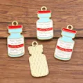 Série médicale flacon de vaccin en émail alliage charms accessoires pour bijoux DIY 4pcs - Flacon de Médicament No. 18 (18) / 1 Pièce (11x26mm) / Rouge