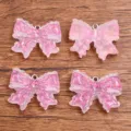 DIY Harz Glitzer Schleife Anhänger, süße rosa transparente Charms für Taschen und Armbänder. - Fuchsia