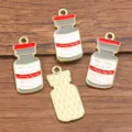 DIY Alliage Médical Vaccin Bouteille Émail Charms Pendentif pour Fabrication de Bijoux. - Flacon de Médicament No. 18 (18) / 1 Pièce (11x26mm) / Gris