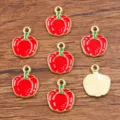 Red enamel pepper charm pendants KC gold alloy DIY jewelry accessories for handmade crafts. - No. 2 Red Bell Pepper / 12x15mm / Red