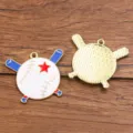 Baseball enamel charm alloy DIY jewelry pendant for clothing hat shoe accessory gold star - Baseball and Crossed Bats / 25x30mm / Blue