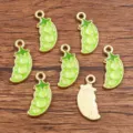 DIY alloy enamel green pea pod charms KC gold plated jewelry pendants accessories crafting items - No. 3 Pea / 8x17mm