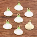 Cute gold tone garlic enamel charms set, alloy DIY vegetable jewelry making pendants. - No. 4 Garlic / 13x14mm
